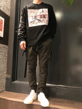 「Stepney Workers Club（ステファニーワーカーズクラブ）のアイテム」を使った、岡田さん（メンズ・172cm）の春コーディネート