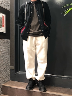 「GALLERY DEPT（ギャラリーデプト）のアイテム」を使った、岡田さん（メンズ・172cm）の夏コーディネート