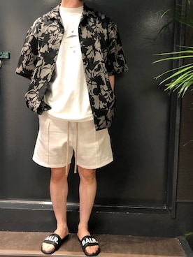 「BALR.（ボーラー）のアイテム（サンダル）」を使った、岡田さん（メンズ・172cm）の夏コーディネート