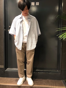 「MSGM（エムエスジーエム）のアイテム」を使った、岡田さん（メンズ・172cm）の夏コーディネート