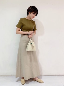 「A part by（アパートバイ）のR/Lセミフレアロングスカート 830726（スカート）」を使った、あんずさん（レディース・162cm）の春コーディネート