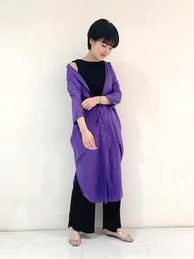 「A part by（アパートバイ）のアイテム（シャツワンピース）」を使った、あんずさん（レディース・162cm）の夏コーディネート