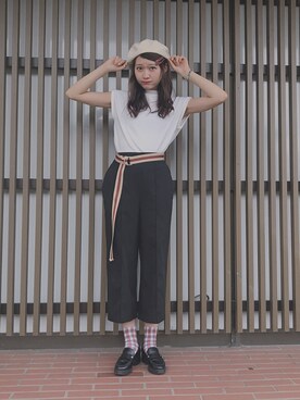 「CECIL McBEE（セシルマクビー）のアイテム（ハンチング/ベレー帽）」を使った、春奈桃佳さん（レディース・167cm）の秋コーディネート