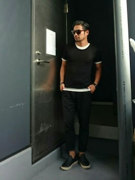 「NANO universe（ナノユニバース）のjunhashimoto nano・universe/JH レイヤード クルーネックTEE（Tシャツ/カットソー）」を使った、taro   さん（メンズ・165cm）の夏コーディネート