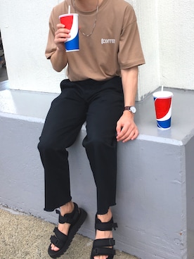 「EVOL（イーボル）のアイテム」を使った、えいとも。さん（メンズ・173cm）の夏コーディネート