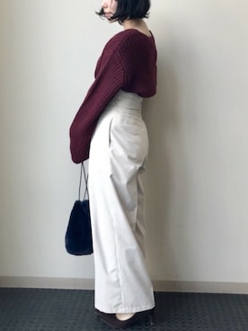 「ボリュームニット」｜「アイテム（パンプス）」を使った、nano・universe lady's webeditorさん（レディース・158cm）の秋コーディネート