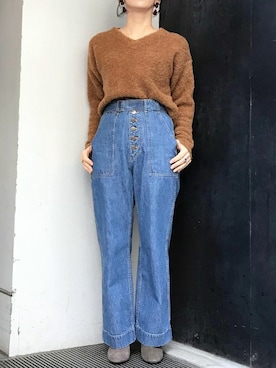 「NANO universe（ナノユニバース）のアイテム（デニムパンツ）」を使った、nano・universe lady's webeditorさん（レディース・158cm）の冬コーディネート