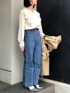 「アイテム（ゴールド系）」を使った、nano・universe lady's webeditorさん（レディース・158cm）の冬コーディネート