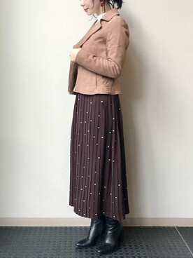 「NANO universe（ナノユニバース）のアイテム（ライダースジャケット）」を使った、nano・universe lady's webeditorさん（レディース・158cm）の冬コーディネート