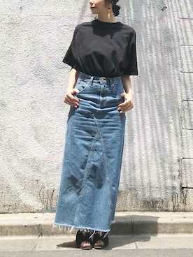 「アイテム（デニムスカート）」を使った、nano・universe lady's webeditorさん（レディース・158cm）の夏コーディネート