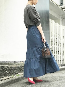 「NANO universe（ナノユニバース）の【WEB限定】カラーベーシックパンプス（パンプス）」を使った、nano・universe lady's webeditorさん（レディース・158cm）の秋コーディネート