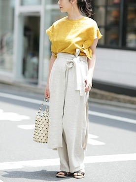 「HALIN（ハリン）のアイテム（かごバッグ）」を使った、nano・universe lady's webeditorさん（レディース・158cm）の春コーディネート