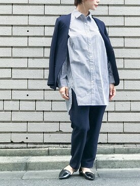 「NANO universe（ナノユニバース）のアイテム（ノーカラージャケット）」を使った、nano・universe lady's webeditorさん（レディース・158cm）の夏コーディネート