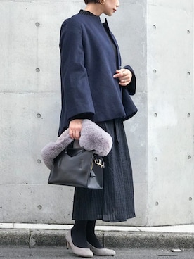 「HASHIBAMI（ハシバミ）のアイテム（バッグ）」を使った、nano・universe lady's webeditorさん（レディース・158cm）の秋コーディネート