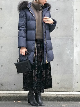 「アイテム（クラッチバッグ）」を使った、nano・universe lady's webeditorさん（レディース・158cm）の冬コーディネート