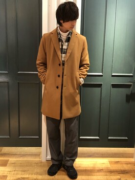 「RAGEBLUE（レイジブルー）のアイテム（チェスターコート）」を使った、佐藤【RAGEBLUE】さん（メンズ・178cm）の秋コーディネート
