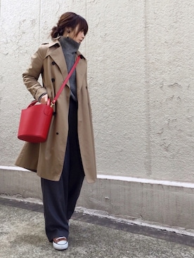 「HYKE（ハイク）の＜HYKE（ハイク）＞トレンチ コート■■■（トレンチコート）」を使った、ari☆さん（レディース・154cm）の冬コーディネート