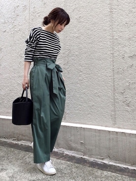 「adidas Originals（アディダスオリジナルス）のadidas originals アディダス stan smith スタンスミス black（スニーカー）」を使った、ari☆さん（レディース・154cm）の春コーディネート