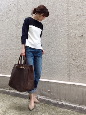 「sita parantica（シータパランティカ）のSITA PARANTICA レザートートBAG L◇（トートバッグ）」を使った、ari☆さん（レディース・154cm）の春コーディネート