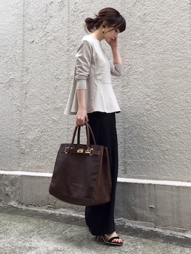 「sita parantica（シータパランティカ）のSITA PARANTICA レザートートBAG L◇（トートバッグ）」を使った、ari☆さん（レディース・155cm）の春コーディネート