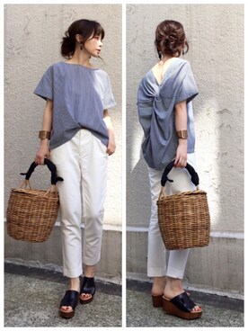 「AZUL ENCANTO（アズールエンカント）のアイテム（シャツ/ブラウス）」を使った、ari☆さん（レディース・155cm）の春コーディネート