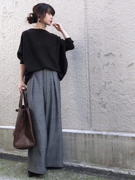 「sita parantica（シータパランティカ）のSITA PARANTICA レザートートBAG L◇（トートバッグ）」を使った、ari☆さん（レディース・155cm）の秋コーディネート