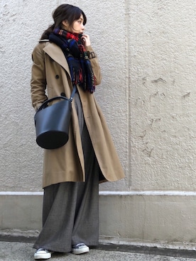 「HYKE（ハイク）の＜HYKE（ハイク）＞トレンチ コート■■■（トレンチコート）」を使った、ari☆さん（レディース・155cm）の秋コーディネート