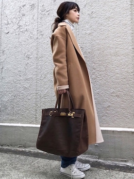 「Spick & Span（スピックアンドスパン）のアイテム（チェスターコート）」を使った、ari☆さん（レディース・155cm）の冬コーディネート