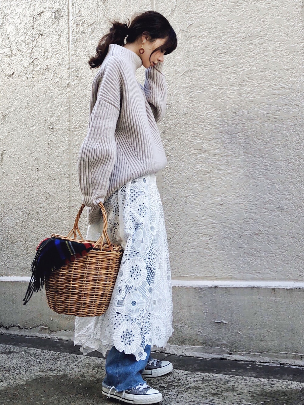 美品★五明祐子さん着 アパルトモン レースロングスカート アパルトモン　レーススカート　ロングスカート　五明祐子さん　ドゥーズィエムクラス