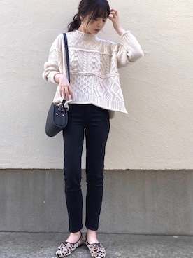 「A.P.C.（アーペーセー）のsac demi-lune 18PC（ショルダーバッグ）」を使った、ari☆さん（レディース・155cm）の秋コーディネート