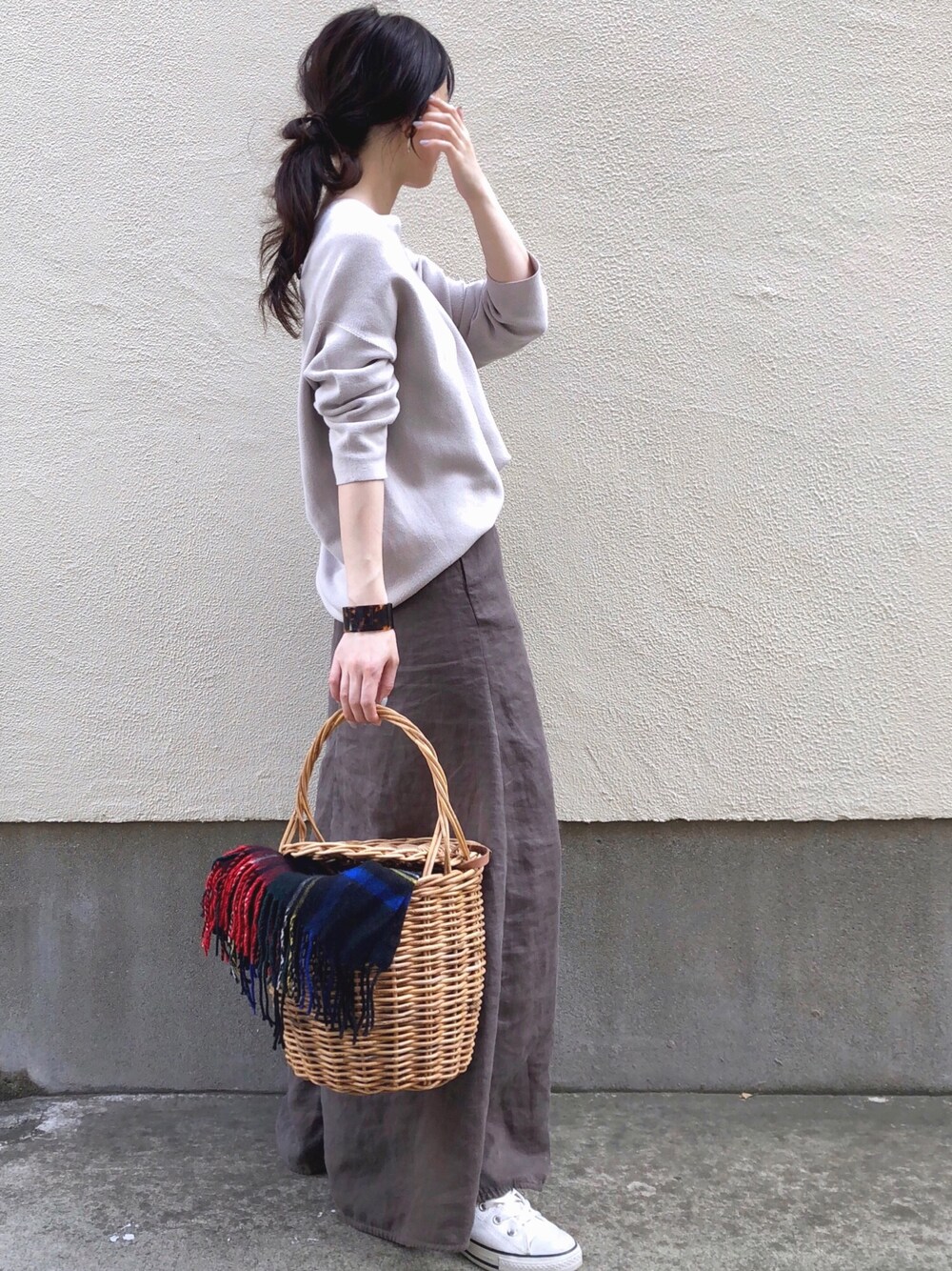 2017AW！コットンストレッチ コクーンVネック袖付きプルオーバー IENA  