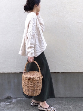「Deuxieme Classe（ドゥーズィエムクラス）のアイテム（かごバッグ）」を使った、ari☆さん（レディース・155cm）の秋コーディネート