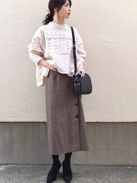 「A.P.C.（アーペーセー）のsac demi-lune 18PC（ショルダーバッグ）」を使った、ari☆さん（レディース・155cm）の秋コーディネート