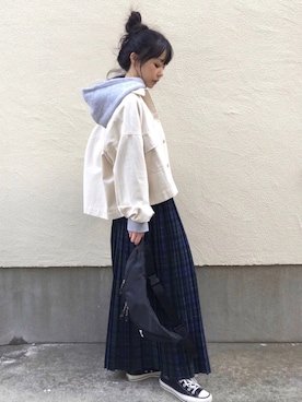「AZUL ENCANTO（アズールエンカント）のアイテム（ブルゾン）」を使った、ari☆さん（レディース・155cm）の冬コーディネート