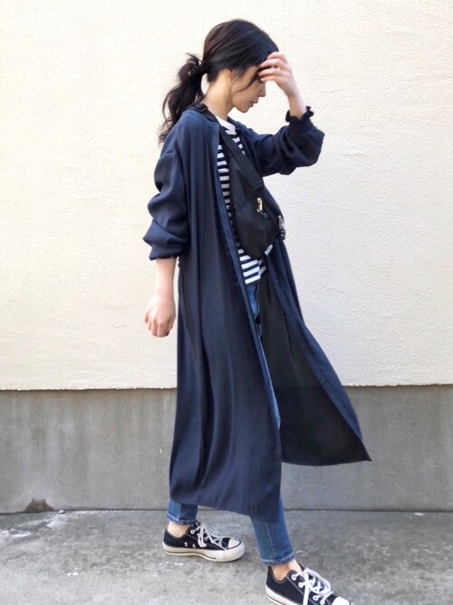 ari☆ is wearing AZUL ENCANTO "【洗濯機で洗える】【消臭効果】ウエストブラウジング　ギャザーワンピース"