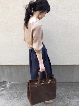 「sita parantica（シータパランティカ）のSITA PARANTICA レザートートBAG L◇（トートバッグ）」を使った、ari☆さん（レディース・155cm）の冬コーディネート