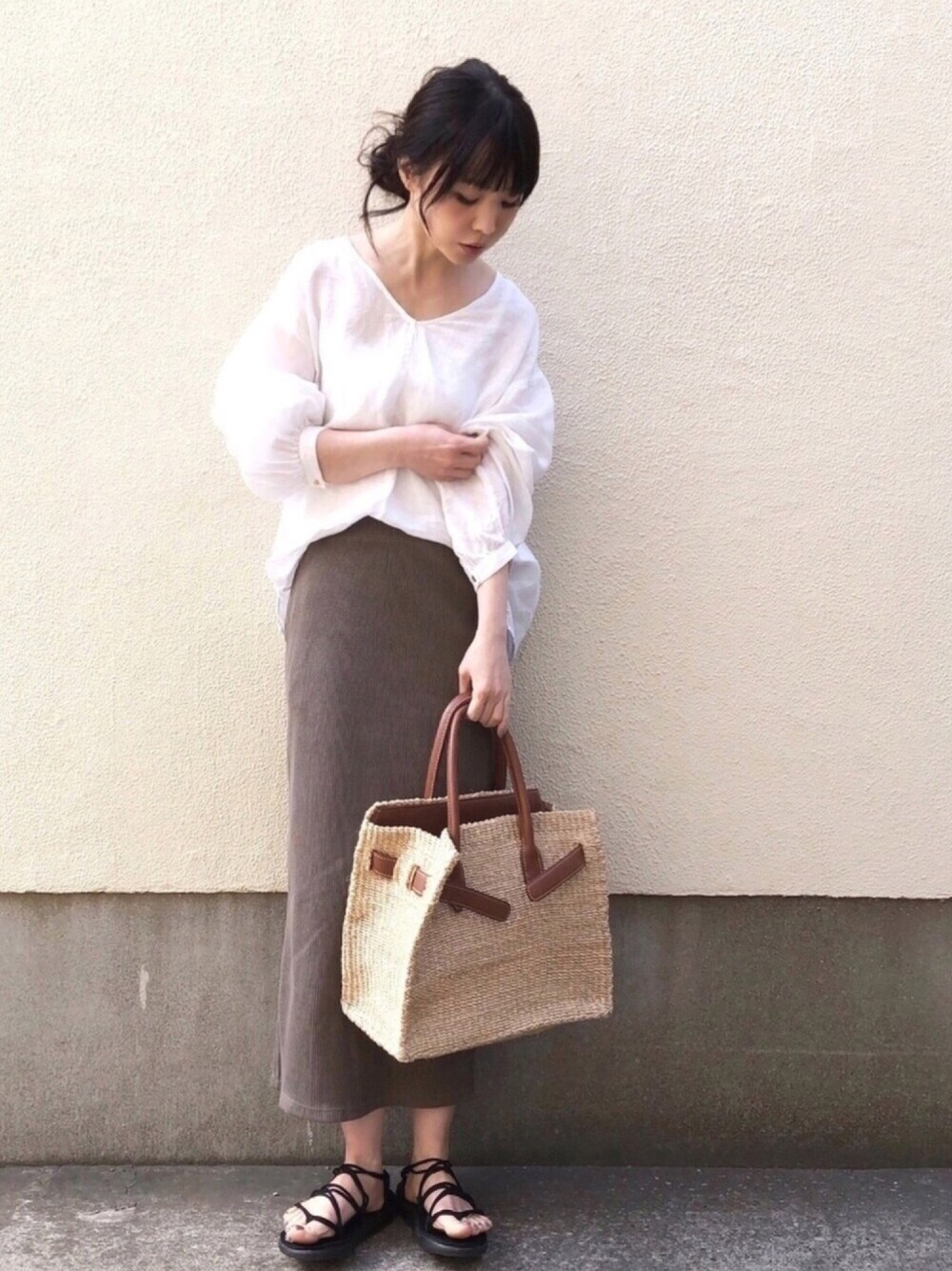 ari☆さんの「リブタイトロングスカート（丈標準76～80cm）（UNIQLO）」を使ったコーディネート