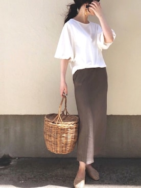 「袖ボリューム」｜「アイテム（バレエシューズ）」を使った、ari☆さん（レディース・155cm）の夏コーディネート