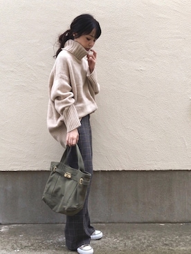 「sita parantica（シータパランティカ）のSITA PARANTICA CANVAS TOTE BAG（トートバッグ）」を使った、ari☆さん（レディース・155cm）の秋コーディネート
