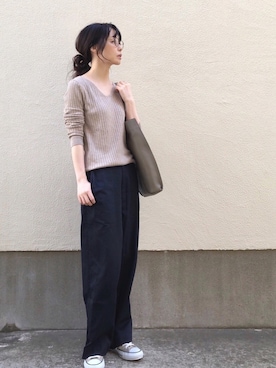 「SLOBE IENA（スローブイエナ）のアイテム（チノパンツ）」を使った、ari☆さん（レディース・155cm）の秋コーディネート