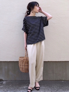 「AZUL ENCANTO（アズールエンカント）のアイテム（シャツ/ブラウス）」を使った、ari☆さん（レディース・155cm）の春コーディネート