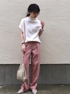 「AZUL ENCANTO（アズールエンカント）のアイテム（Tシャツ/カットソー）」を使った、ari☆さん（レディース・155cm）の夏コーディネート