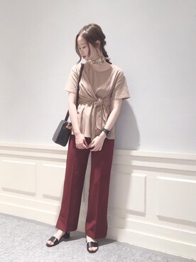 「MAJESTIC LEGON（マジェスティックレゴン）のセンタープレスパンツ（その他パンツ）」を使った、マジェスティックレゴンアミュプラザ鹿児島店スタッフさん（レディース・165cm）の夏コーディネート