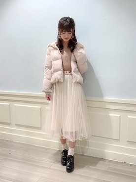 「アウターコーデ」｜「アイテム（その他シューズ）」を使った、マジェスティックレゴンアミュプラザ鹿児島店スタッフさん（レディース・162cm）の冬コーディネート