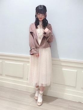 「チュール」｜「アイテム（トレンチコート）」を使った、マジェスティックレゴンアミュプラザ鹿児島店スタッフさん（レディース・162cm）の春コーディネート