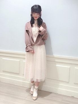 「チュール」｜「アイテム（トレンチコート）」を使った、マジェスティックレゴンアミュプラザ鹿児島店スタッフさん（レディース・162cm）の春コーディネート