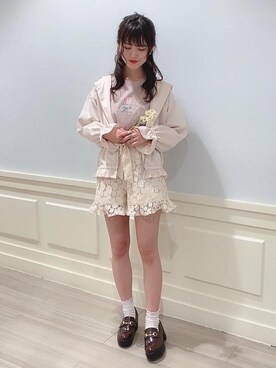 「コットンレース」｜「アイテム（ジャケット/アウター）」を使った、マジェスティックレゴンアミュプラザ鹿児島店スタッフさん（レディース・162cm）の春コーディネート