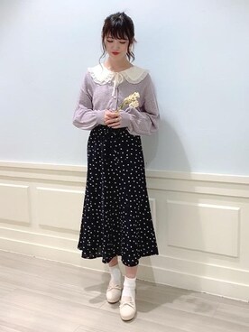 「丸襟ブラウス」｜マジェスティックレゴンアミュプラザ鹿児島店スタッフさん（レディース・162cm）の春コーディネート