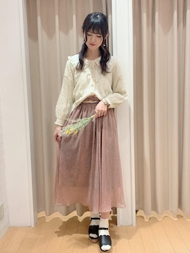 「丸襟ブラウス」｜マジェスティックレゴンアミュプラザ鹿児島店スタッフさん（レディース・162cm）の春コーディネート