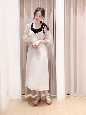 「MAJESTIC LEGON（マジェスティックレゴン）のキリカエレースタンク（タンクトップ）」を使った、マジェスティックレゴンアミュプラザ鹿児島店スタッフさん（レディース・165cm）の夏コーディネート